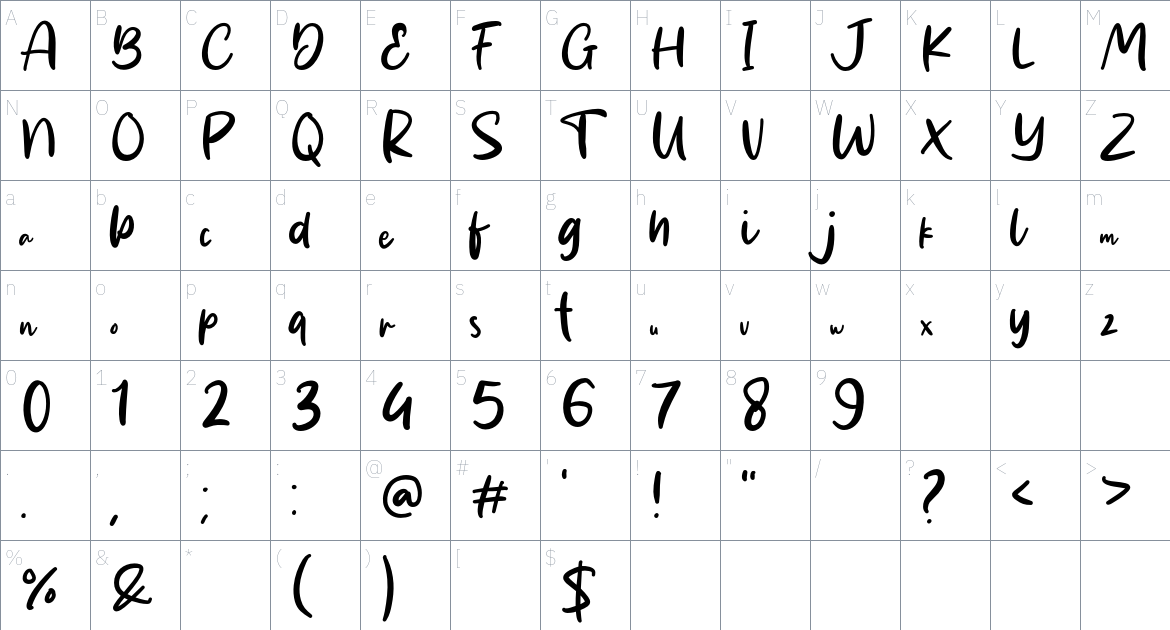 Darwin Smith font Character Map