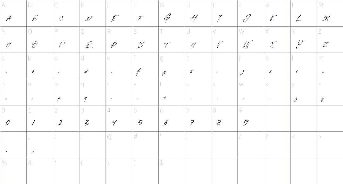 Qillsey Einstein Font font Character Map