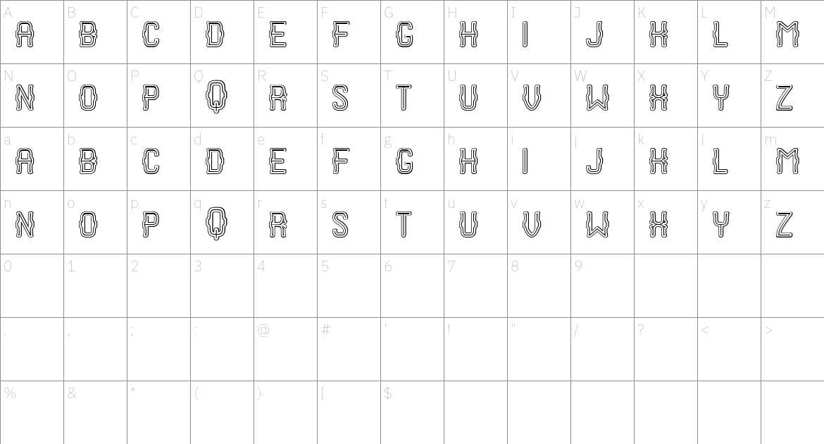 Grace font Character Map