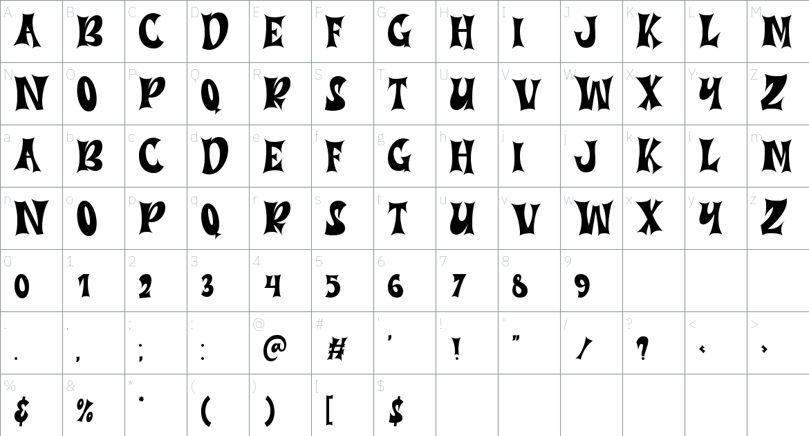 Matti Personal Use Only font Character Map