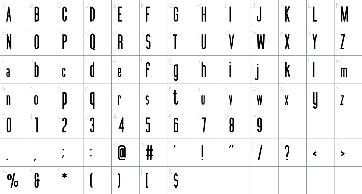 Rosario font Character Map