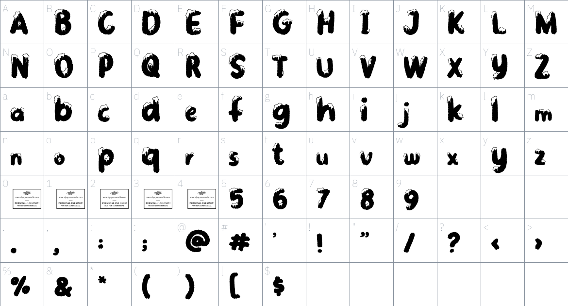 Winter Solstice font Character Map