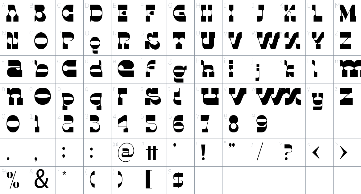 Justice Ratkati font Character Map