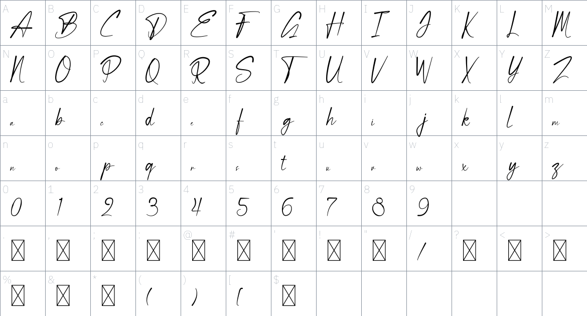 Strings Font font Character Map