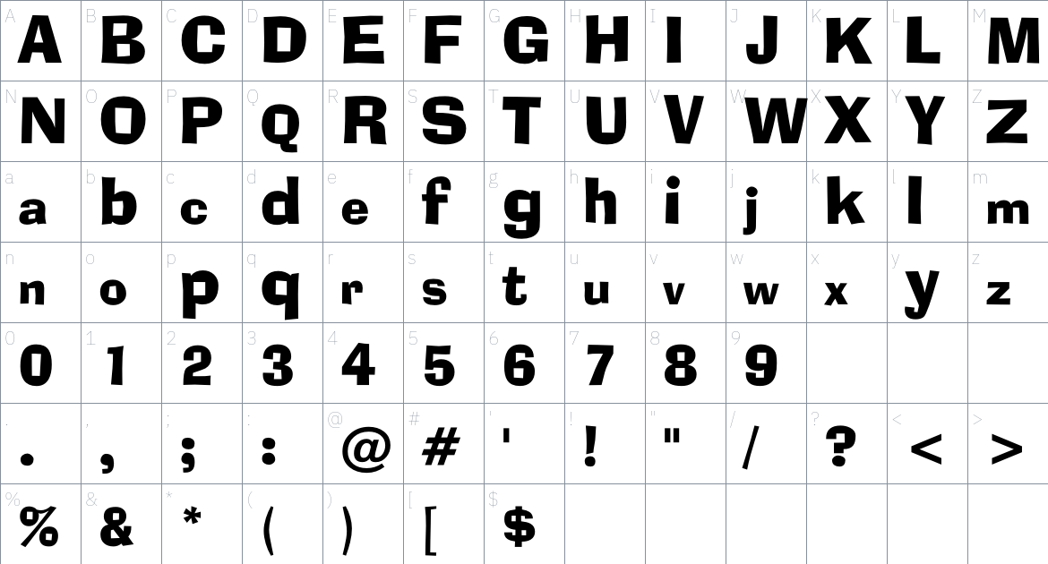 Impromptu Font font Character Map