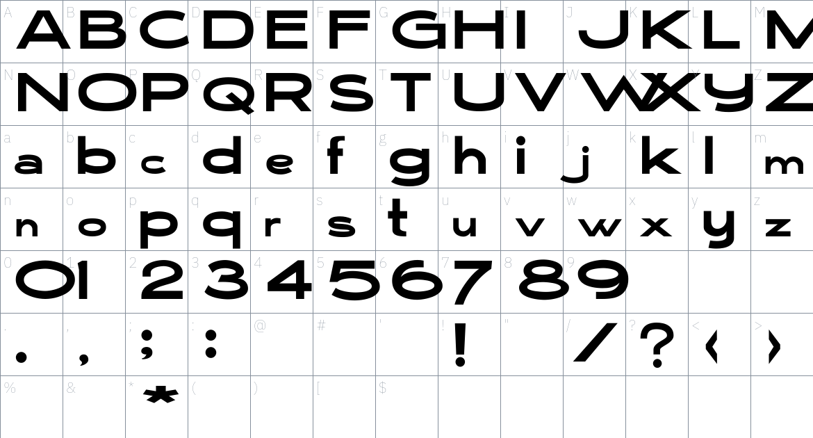 Bohme font Character Map