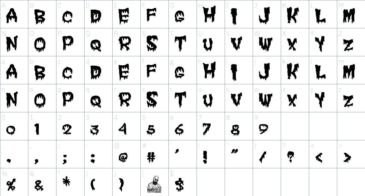 Good Morning Death font Character Map