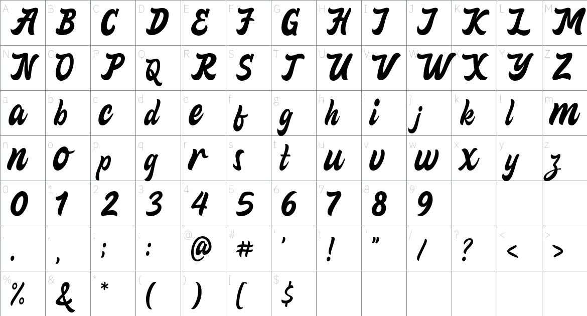 Vanitha Font font Character Map