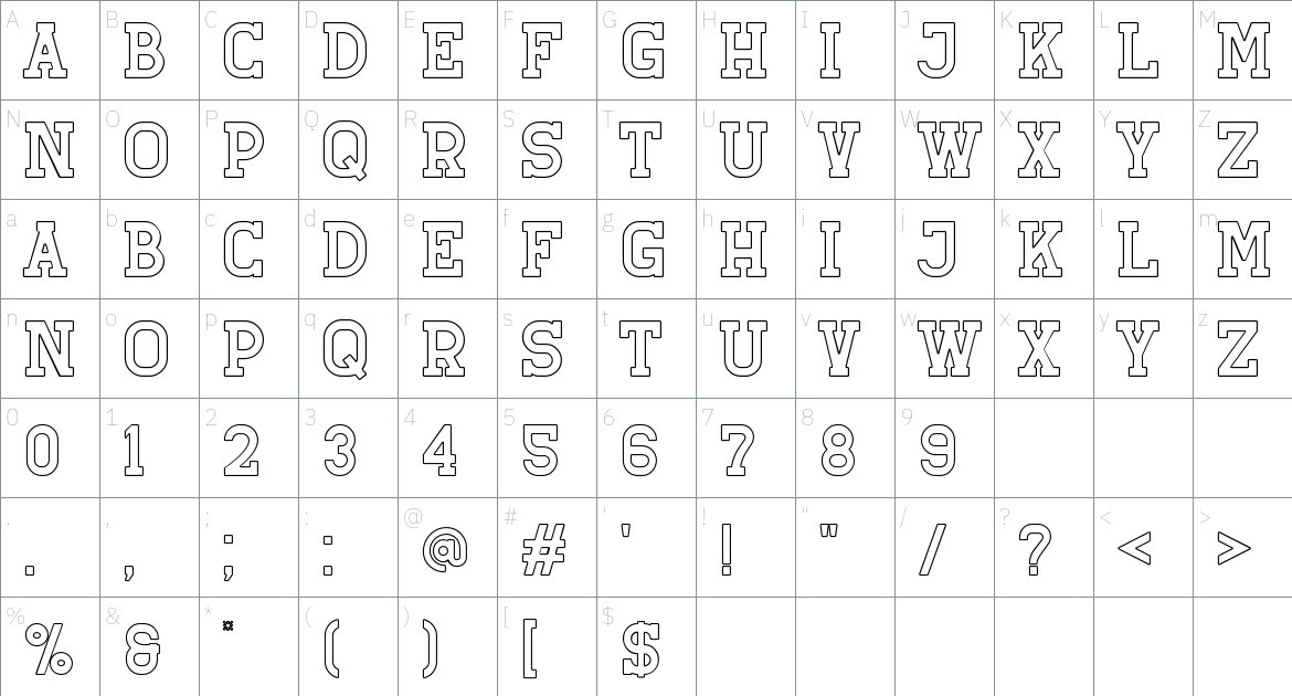 Retro Grade Font font Character Map