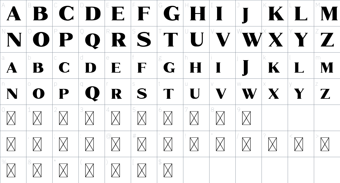 Marques font Character Map