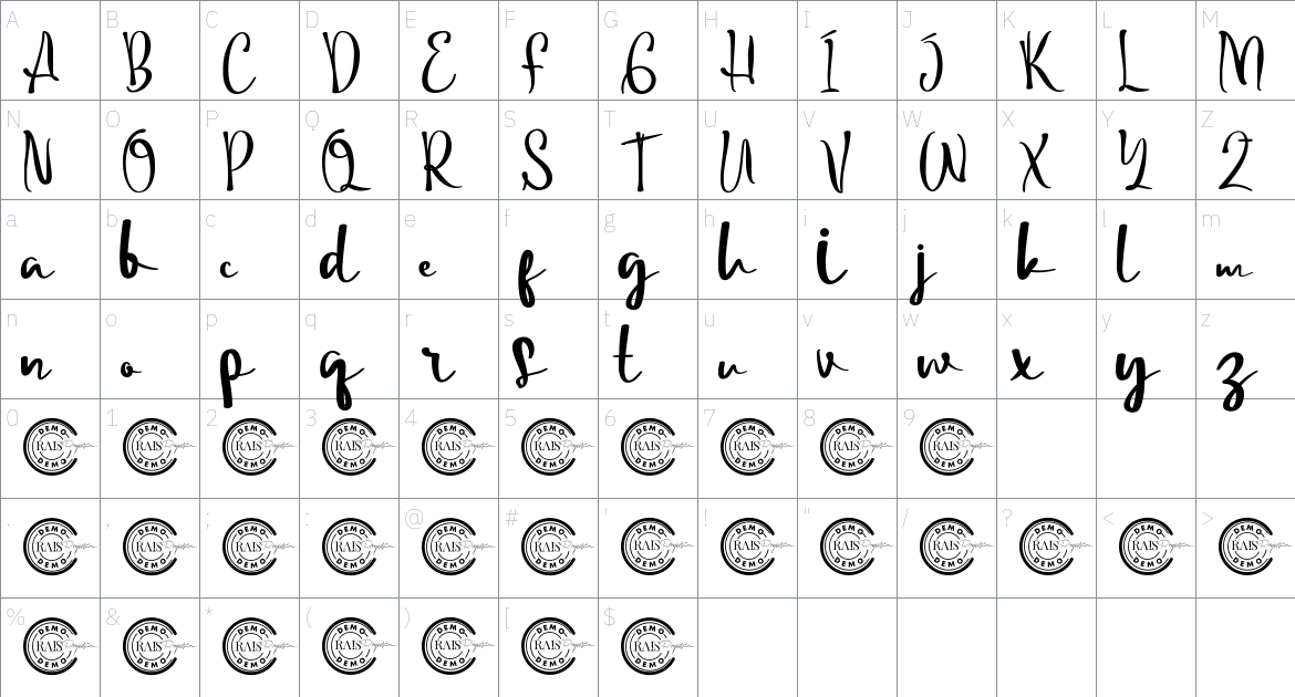 Smooth Perfectly font Character Map