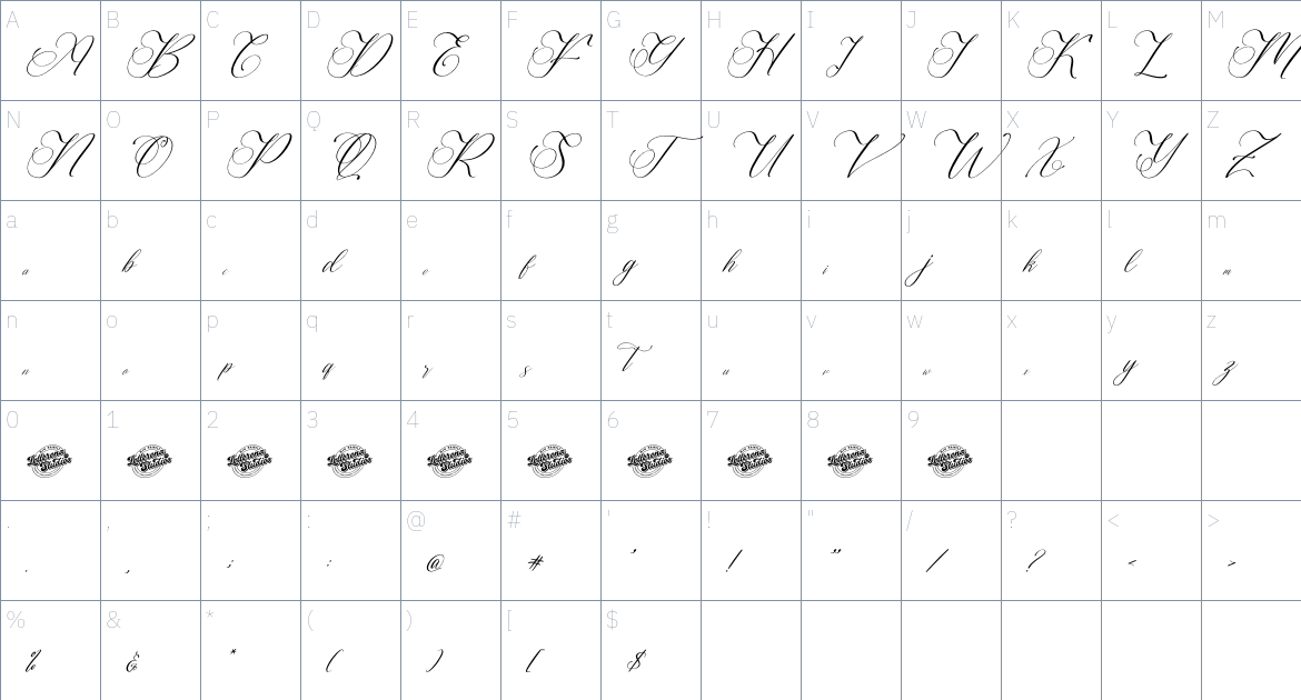 Amatizna Sogadari font Character Map