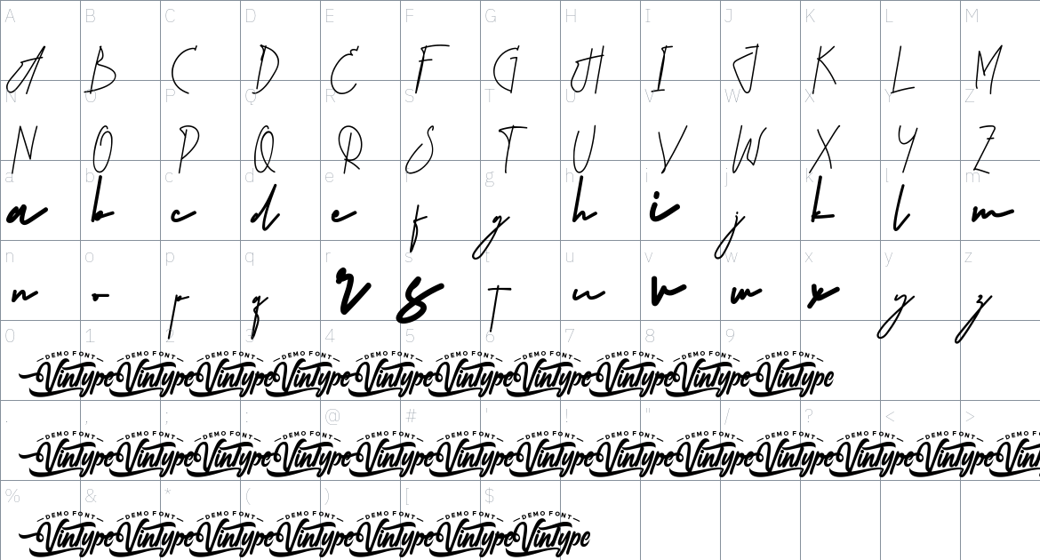 Audrey Wasley font Character Map