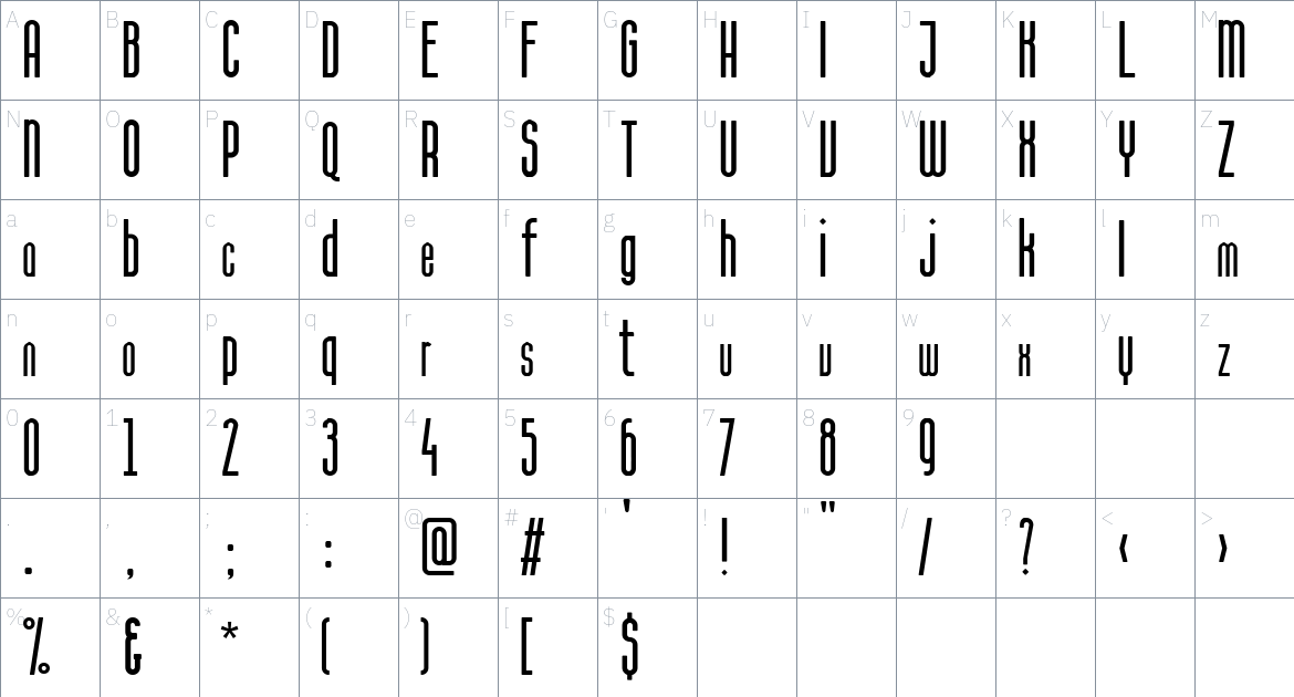 Calama Font font Character Map