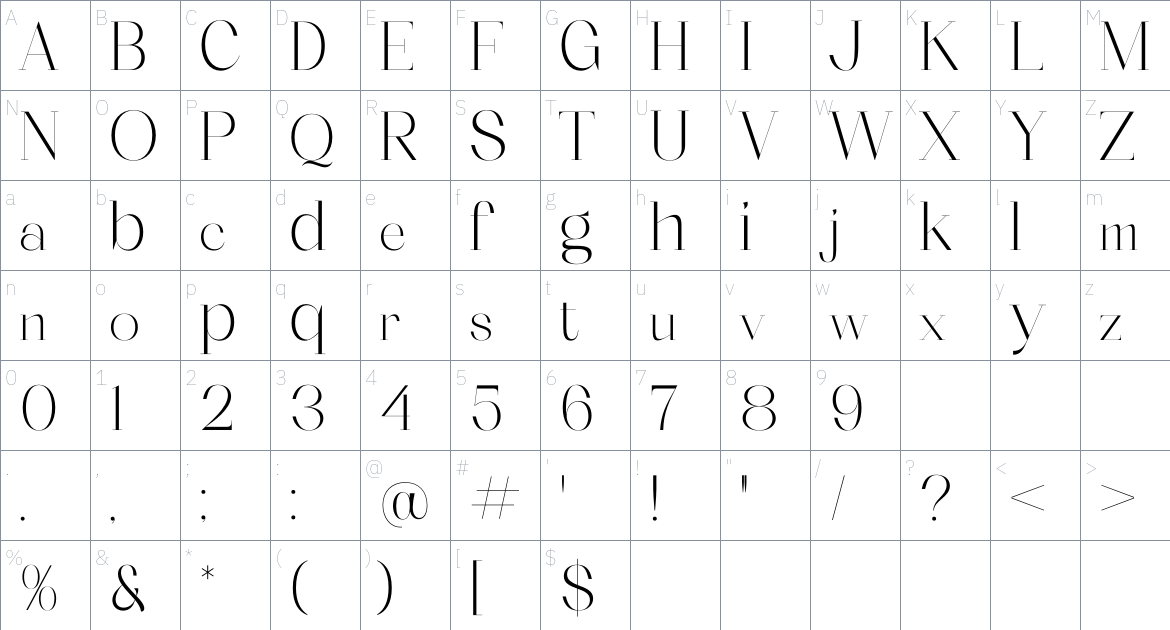 Kaldera font Character Map