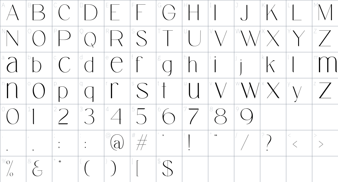 Midland Luxury font Character Map