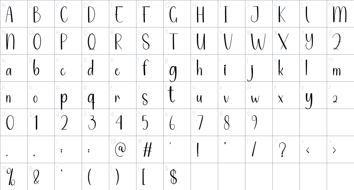 Front House font Character Map