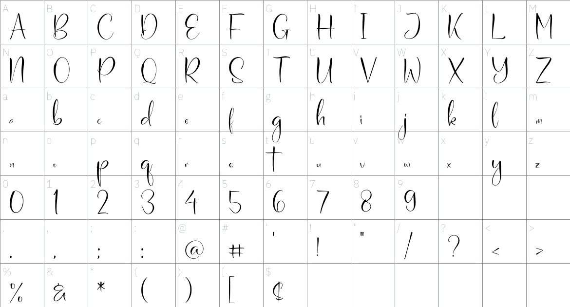 Ellyshalira font Character Map