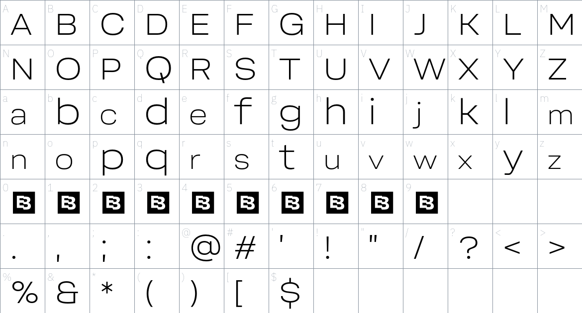 Soliden font Character Map