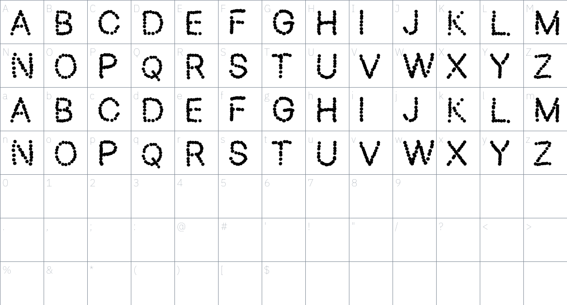 Dotdot font Character Map