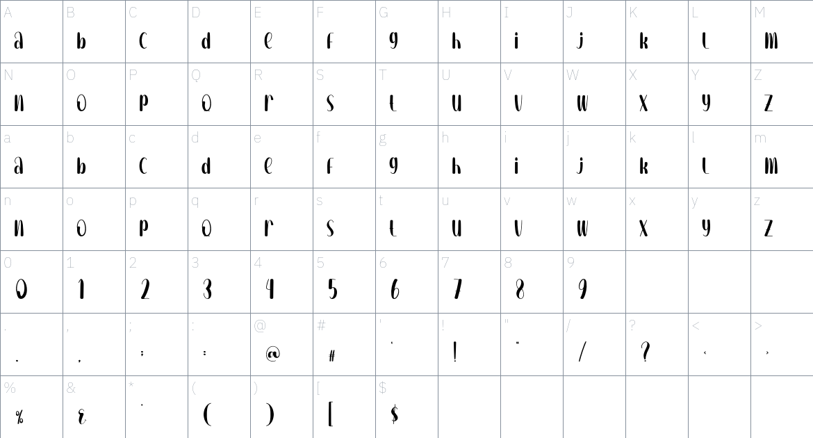 Alley font Character Map