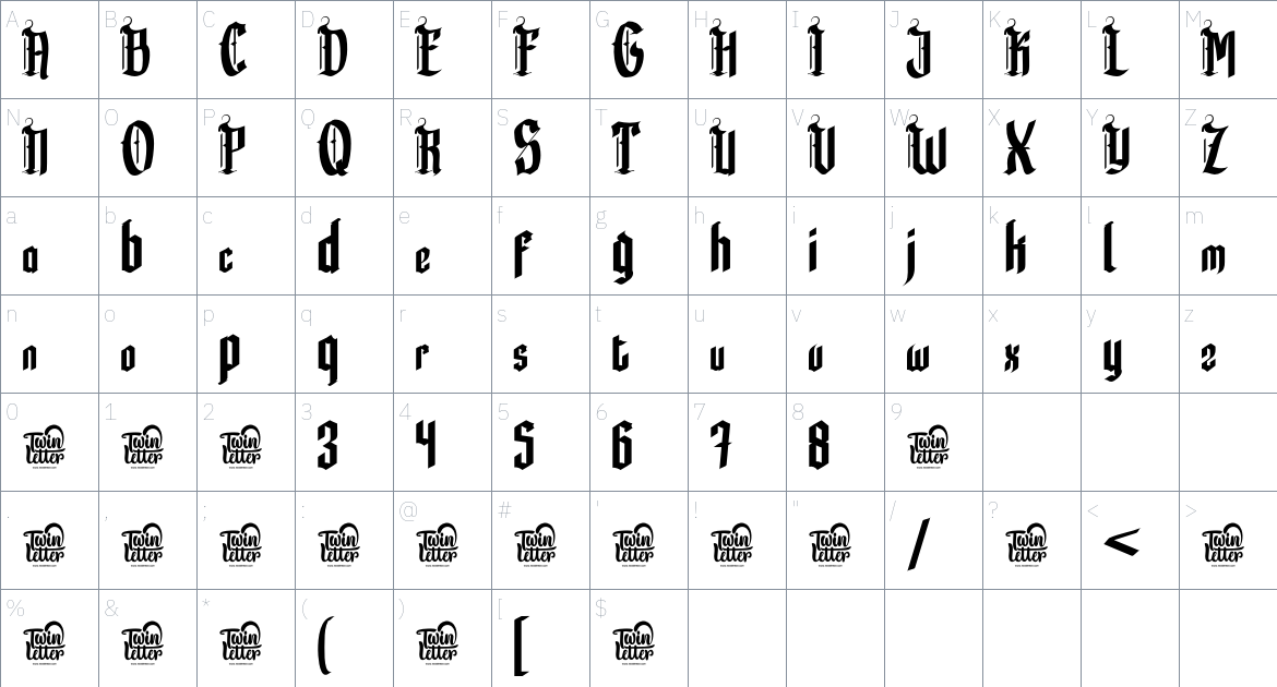 Rengkox font Character Map