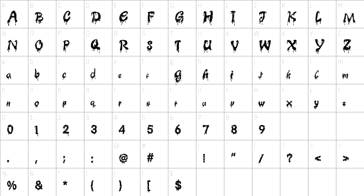 Mount water font Character Map