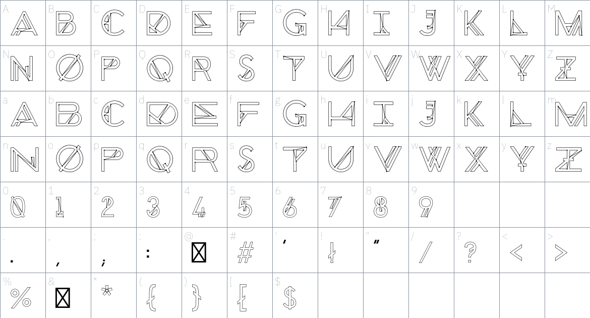 Chronic Typeface font Character Map