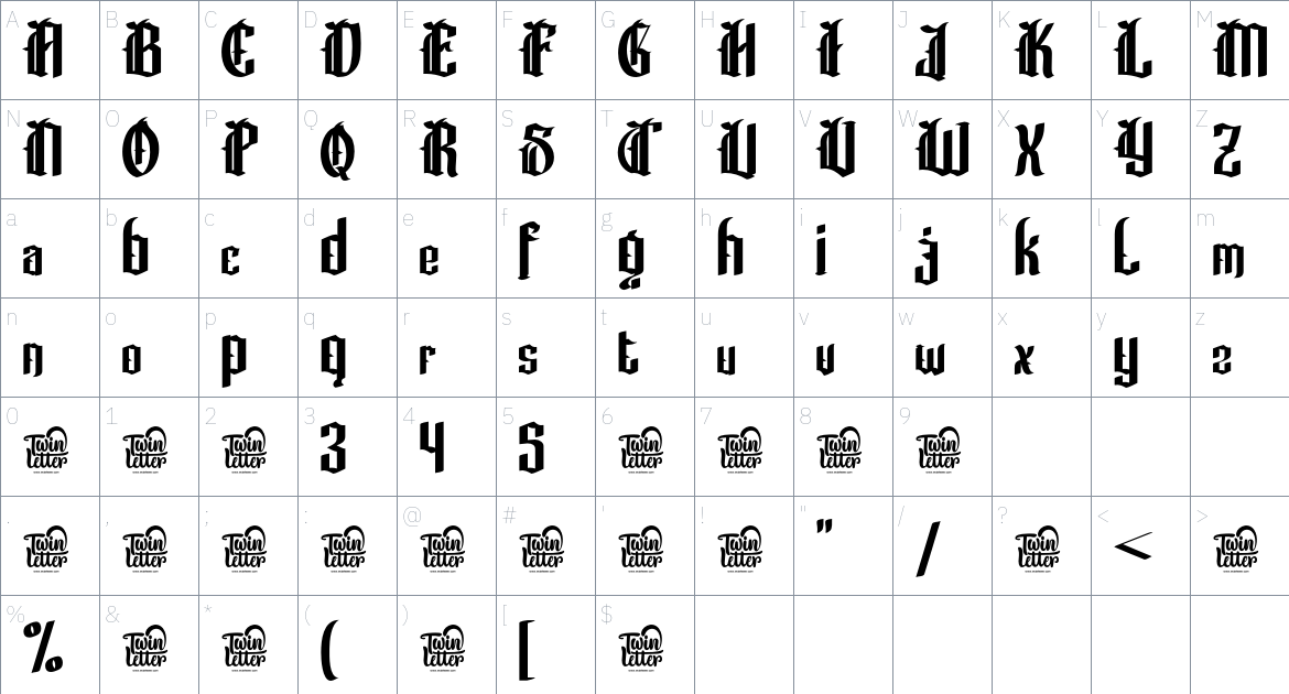 Kagok font Character Map