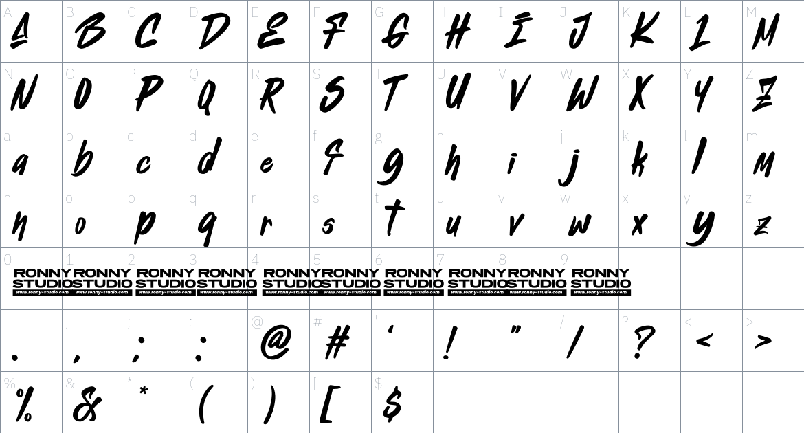 Neckless Starways font Character Map