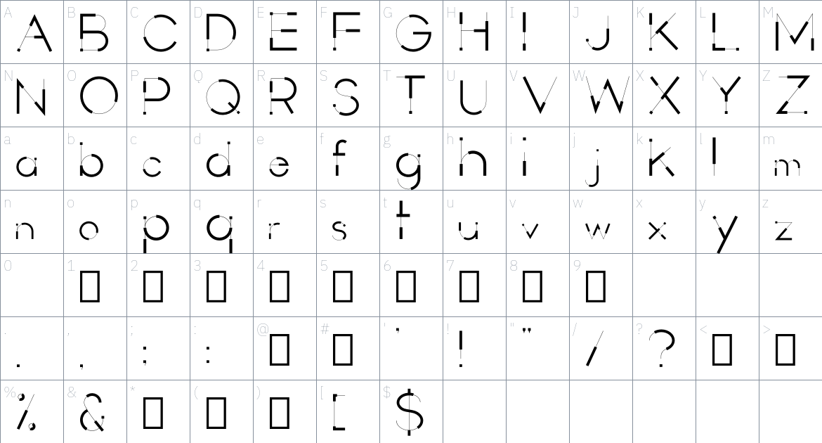 Mesoface Font font Character Map