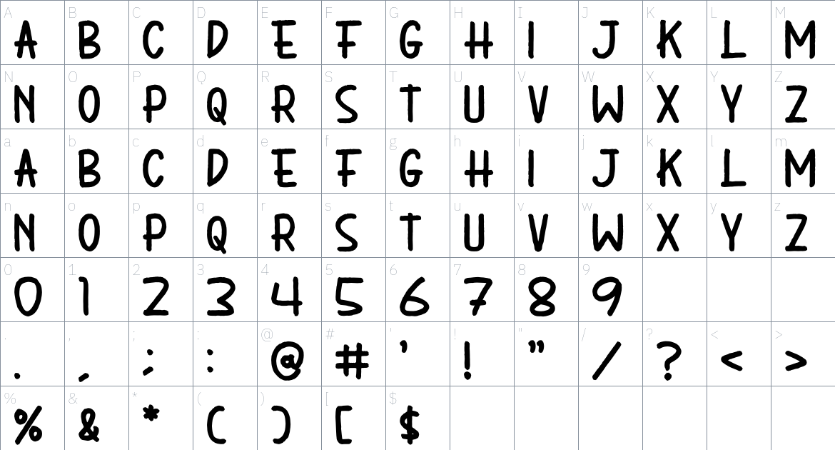 Choorse Fun font Character Map