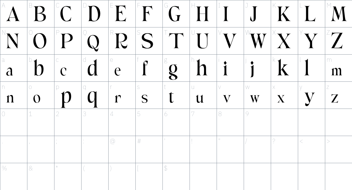 Marbley font Character Map