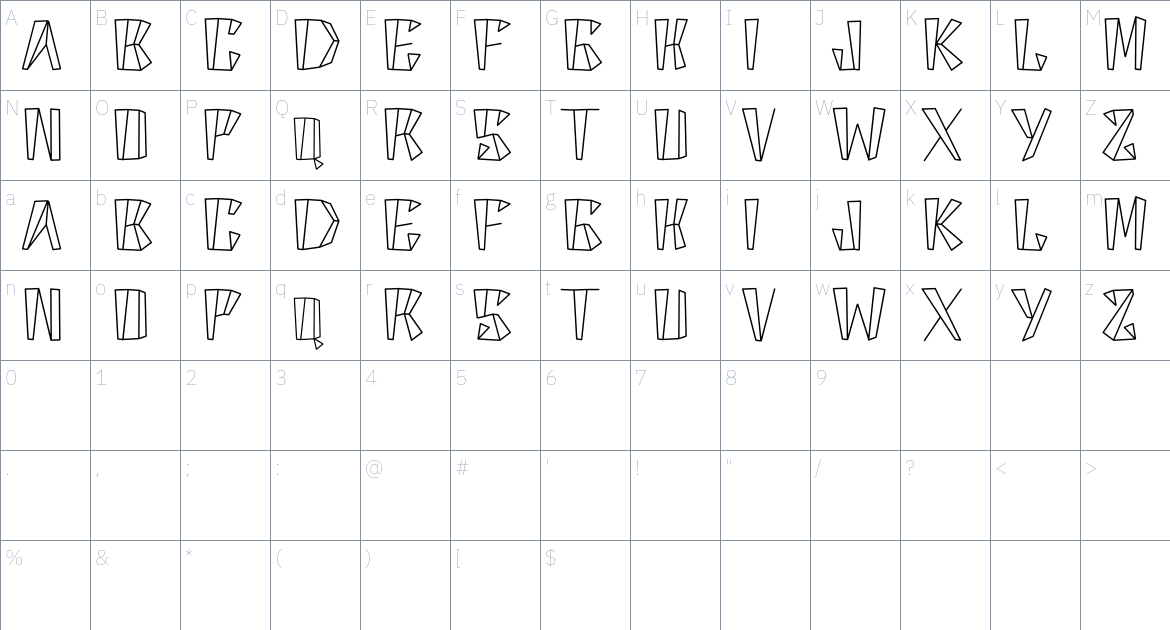 Fractal font Character Map