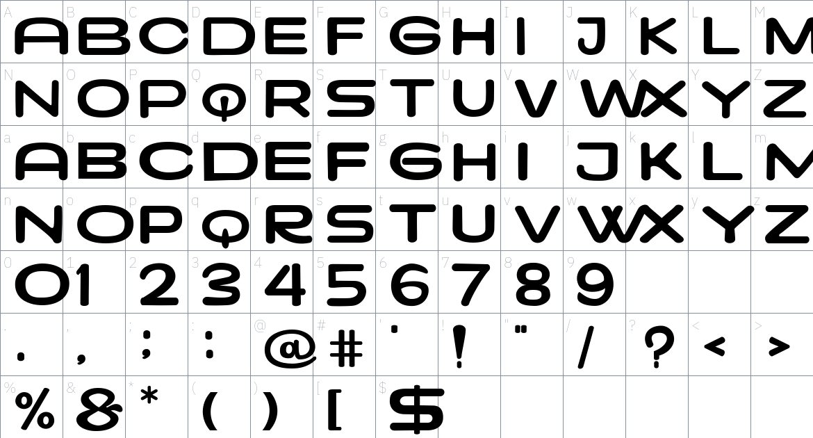 Super Blasters font Character Map