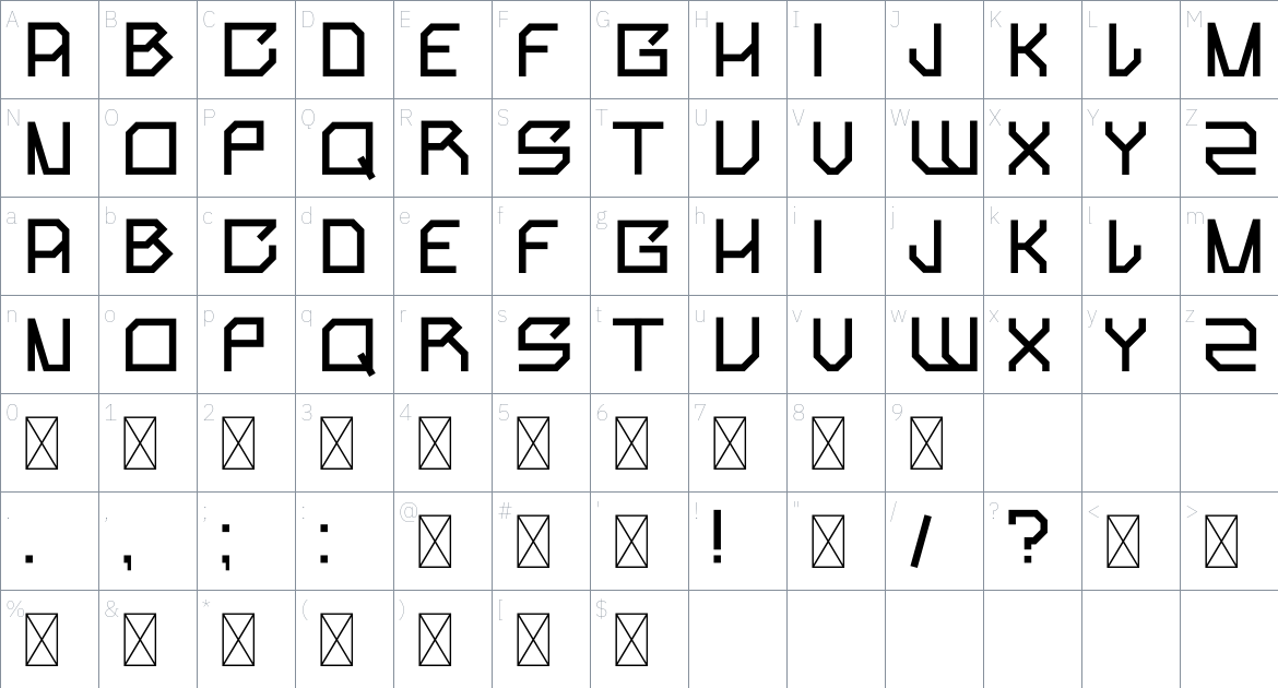 Data Font font Character Map