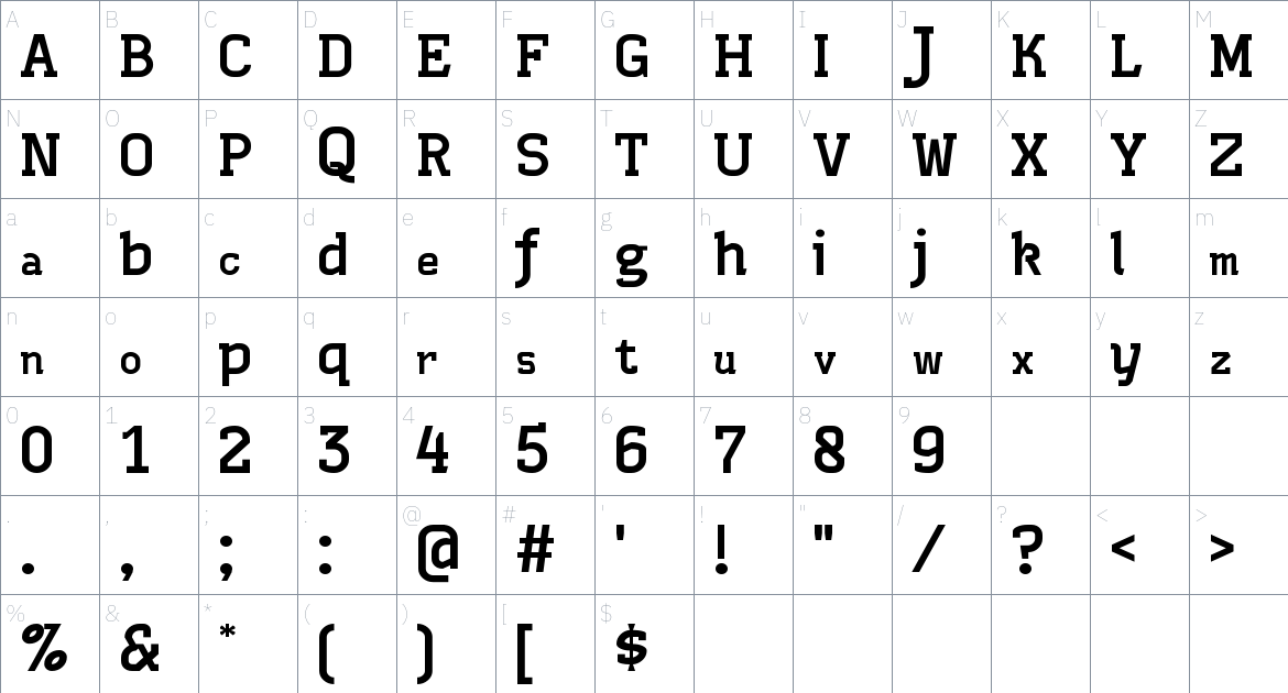 Rogue Font font Character Map