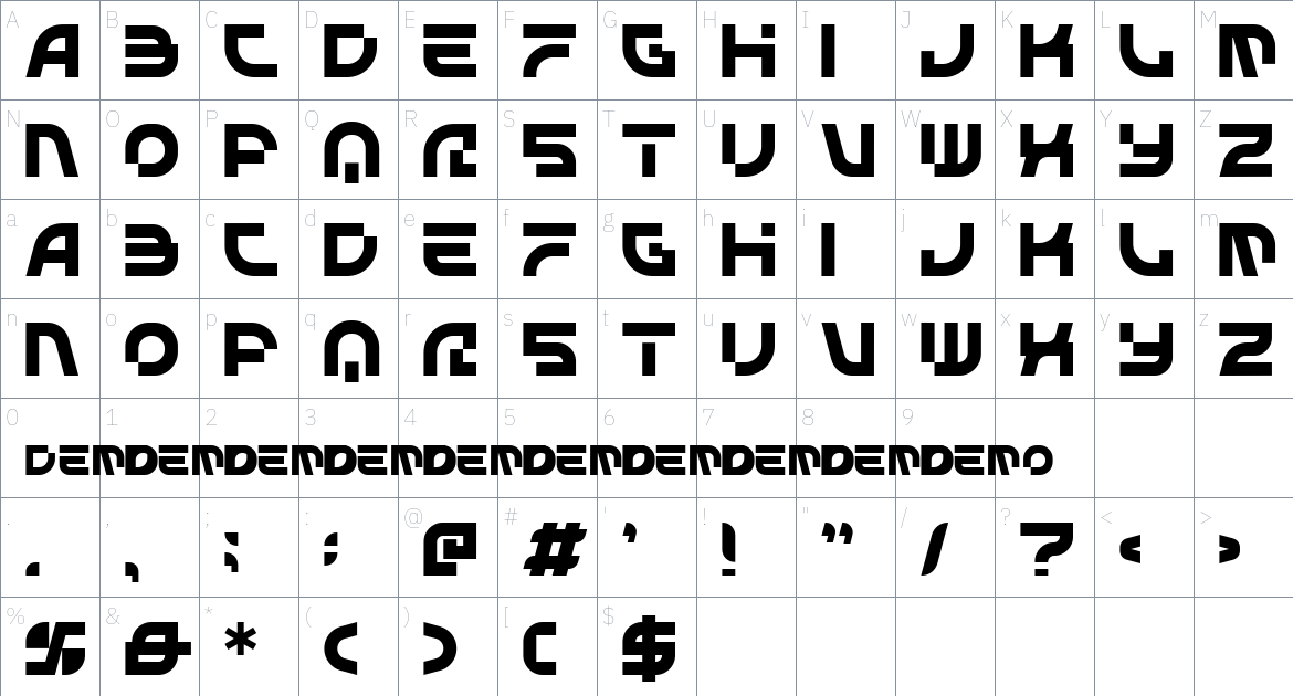 Starblaster Font font Character Map