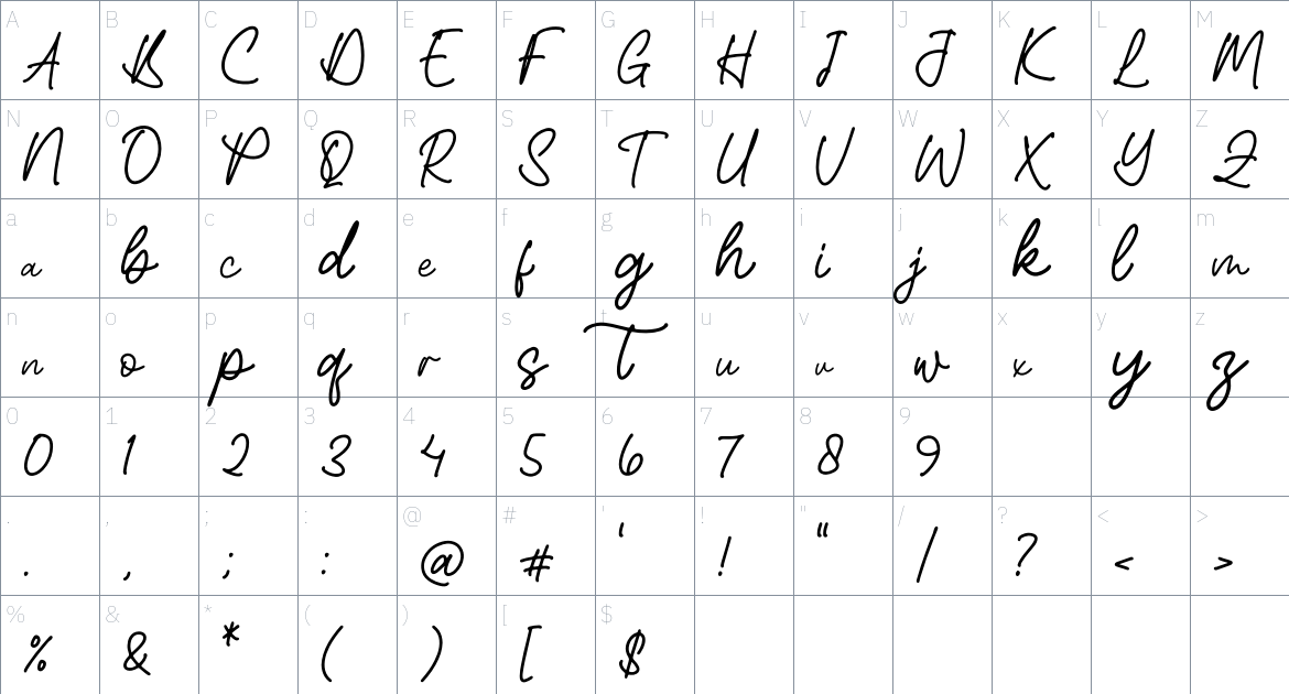 Hayleish Beasttie font Character Map