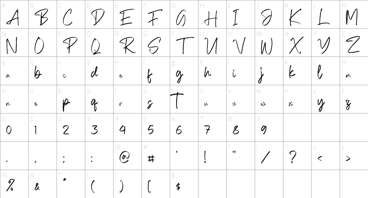 Kungfu Fighter font Character Map