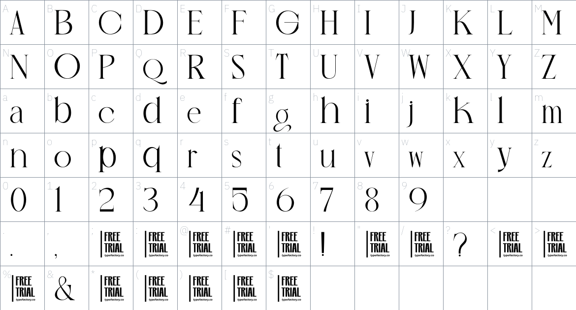 Raffa Alverado font Character Map