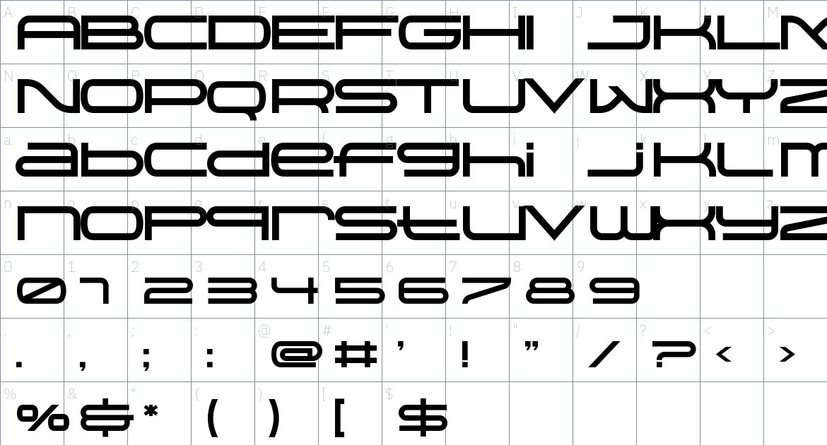 World of Meta font Character Map