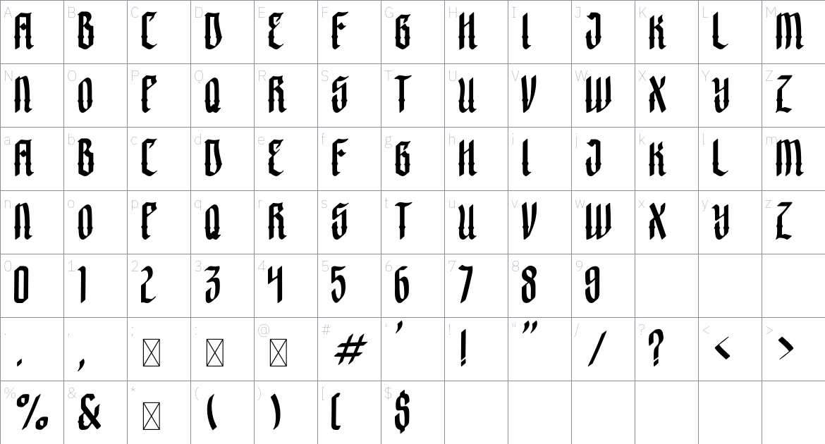 Crashburn Font font Character Map