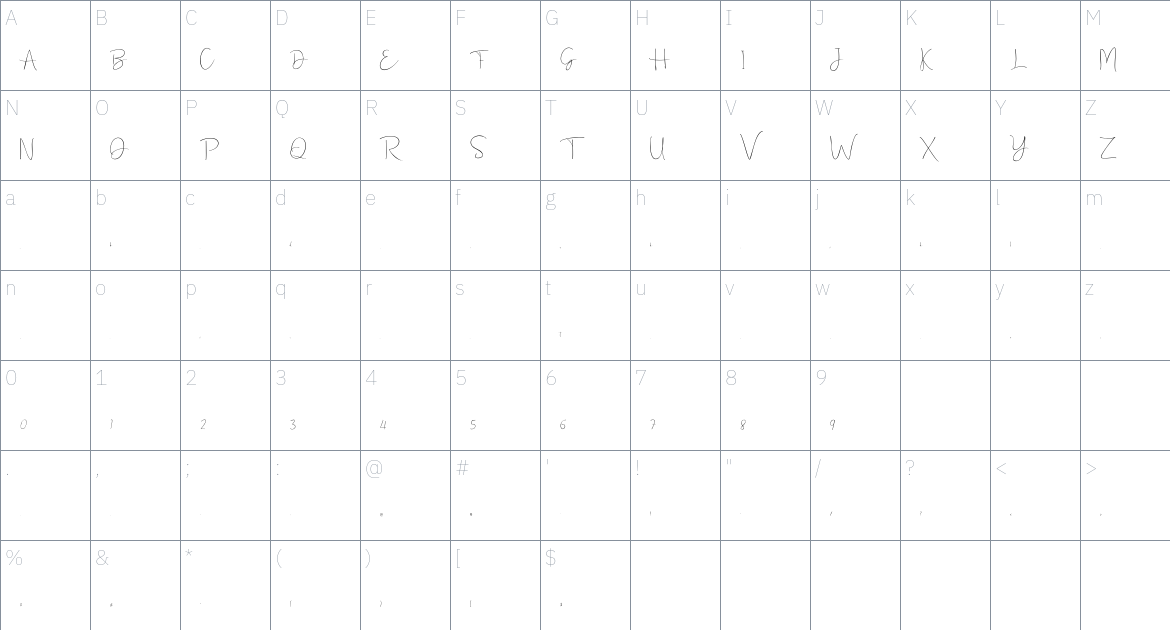 Dalty Font font Character Map