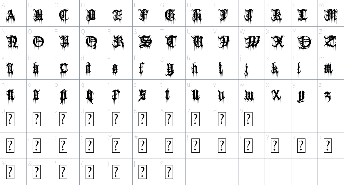 Sweet Helloween font Character Map