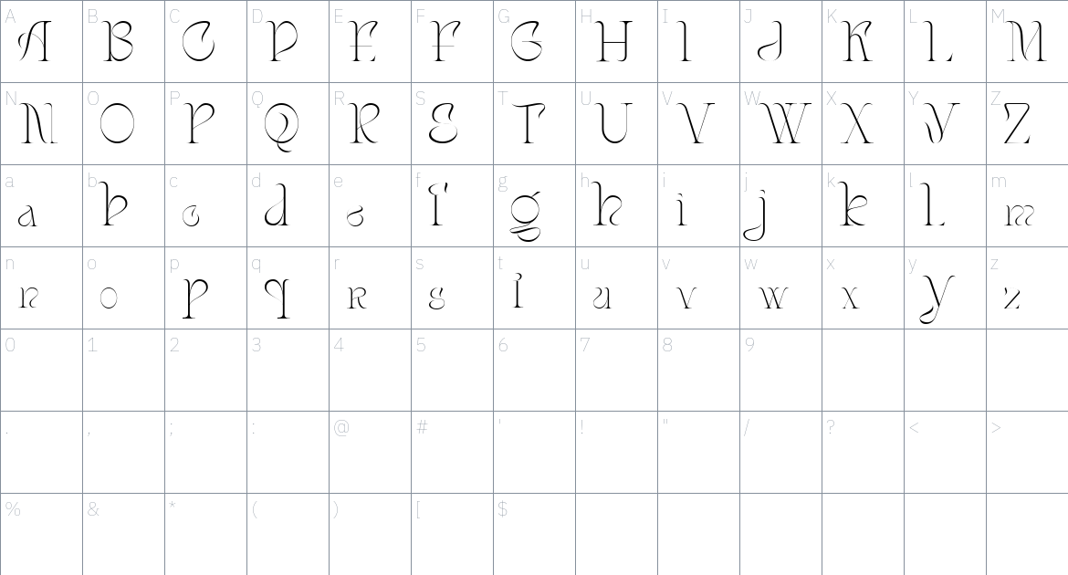 Arogant Font font Character Map