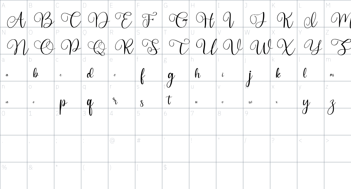 Aishiteru Lover Font font Character Map