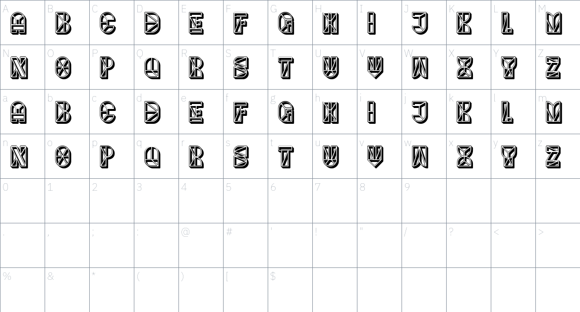 Labyrinth font Character Map