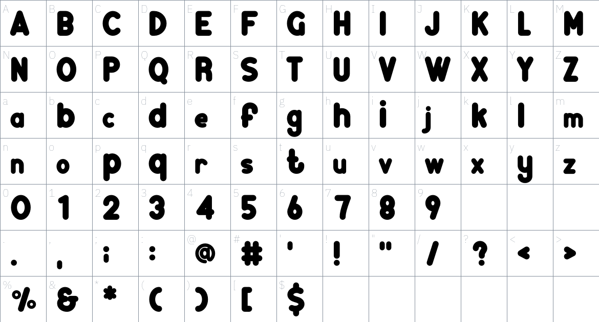 Benkids font Character Map