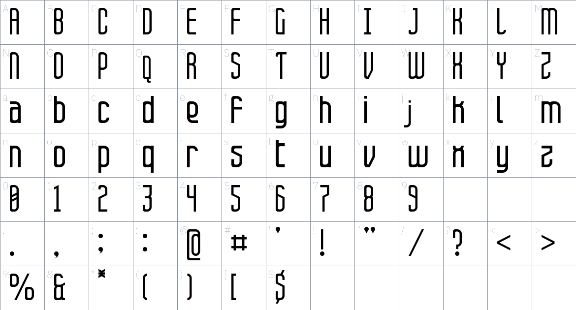 Movellan Font font Character Map